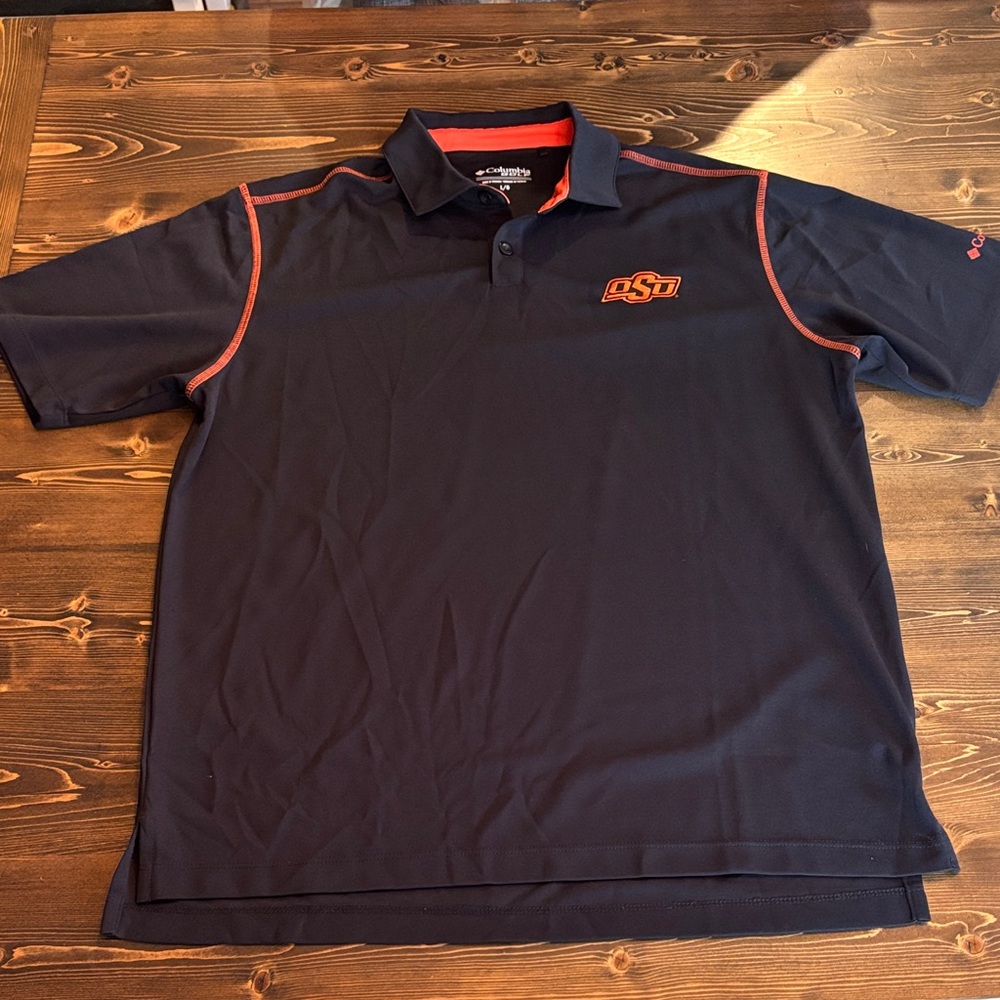Columbia Men's OSU Black Polo with Orange Trim